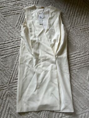 NWT Adam lipped Sleeveless Cream Wrap-Style Sheath vest Dress